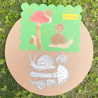Image of Mushroom Snail Frame Metal Die Cuts Dies Cutting, Cutting Cut Stencils DIY Scrapbooking Cards Decorative Embossing Paper for Album Card Making