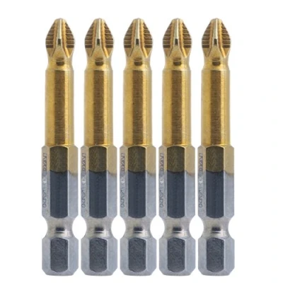 Image of Fahou 5Pcs Titanium Coated 1/4&quot; Hex Shank PH2 50mm Anti Slip Electric Screwdriver Bits