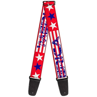 Image of Buckle Down GS W30022 &quot;MERICA Stripes/Stars Red/White/Blue&quot; Guitar Strap