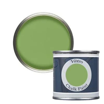 Image of Vintro Paint Green Chalk Furniture Shabby Chic Ultra Matt Finish 125ml (125ml, Rainforest Bright Green)