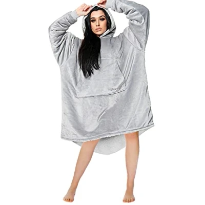 Image of GC GAVENO CAVAILIA Teddy Fleece Hoodie Blanket, Ultra Warm Snuggle Fluffy Sweatshirt Oversized Hoodies Wearable Blanket