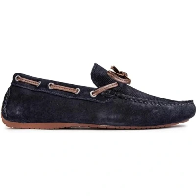 Image of Thomas Crick Men&#039;s &#039;Maddox&#039; Classic Loafers, Fashionable Comfortable and Timeless Driving Shoes with Stylish Lace Detail, Crafted Fine Suede (Navy/Tan/Olive/Taupe)