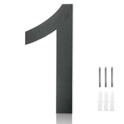 Image of MOLVCE Stainless Steel Door Numbers, 8 inch Modern House Floating Signs for Outside, Number Sign Screw On Home, Address, Store, Font Arial, Anthracite Gray 1