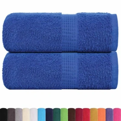 Image of vidaXL Guest Towels Blue 100% Cotton 30x50 cm 360 gsm 2 Pack Multipurpose Bath, Face, Hand Gym with Hanging Loop, Machine Washable, OEKO TEX Certified