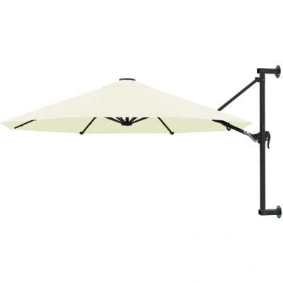 Image of vidaXL Wall Mounted Garden Parasol with Metal Pole 300 cm Sand