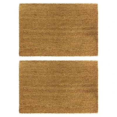 Image of JVL Manor Plain Latex Backed Coir Doormat, 40x60cm, Pack of 2