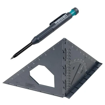 Image of wolfcaft Project set for measuring and marking I 8659000 on flat surfaces three dimensional workpieces