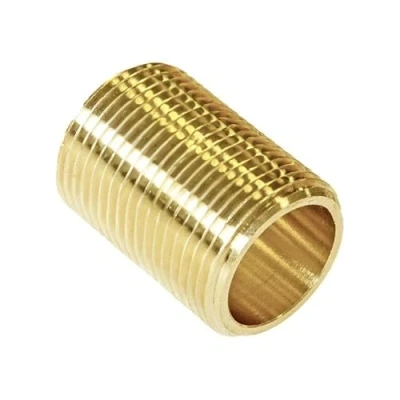 Image of Pack of 2 3/4&quot; x 27mm Brass Running Nipple (Known as Threaded Nipple/Nipple Fittings/Threaded Fitting/Nipple Pipe Fitting Also Available in 1/2 Inch, 3/4 Inch and 1 BSP)