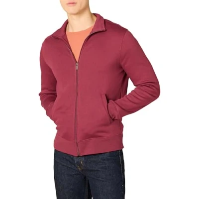 Image of Amazon Essentials Men&#039;s Full Zip Fleece Mock Neck Sweatshirt, Red, XS