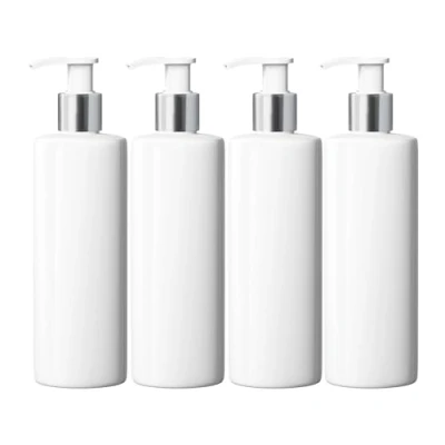 Image of 500ml Dispenser Pump Bottle White PET Plastic Silver/White Lotion Mrs Hinch Customisable DIY Refillable Bathroom Hand Soap (4)