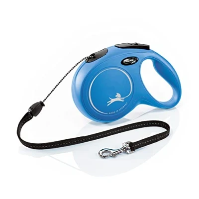 Image of Flexi New Classic Cord Blue Medium 8m Retractable Dog Leash/Lead for dogs up to 20kgs/44lbs