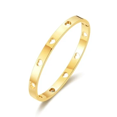 Image of Philip Jones Gold Plated Stainless Steel Heart Bangle (7 Inch)