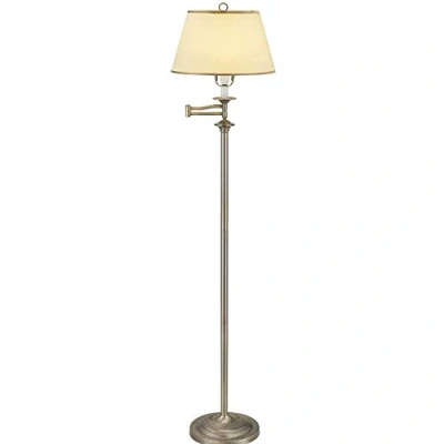 Image of Belfry Swing Arm Floor Lamp, Antique Brass finish supplied complete with Parchment shade