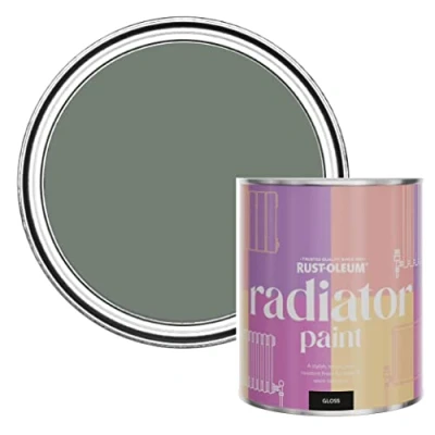Image of Rust Oleum Green Heat Resistant Radiator Paint in Gloss Finish Serenity 750ml