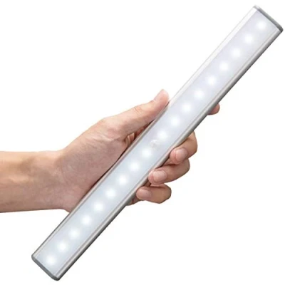 Image of 18 LED USB Rechargeable Magnetic Motion Sensor, Cabinet Closet Wardrobe Kitchen Lights, Auto On/Off Portable, Cordless Night Light, Built in 1000mAh Lithium Battery, Stick on Anywhere