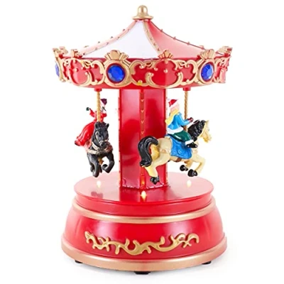 Image of Christmas Concepts® 20cm Animated Fairground Ride with LED Lights Battery Operated Village (Carousel)