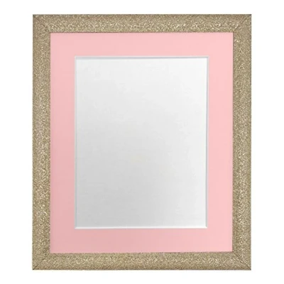 Image of FRAMES BY POST Glitz Gold Picture Photo Frame with Pink Mount 8 x 6 Image Size 4 Inch Plastic Glass