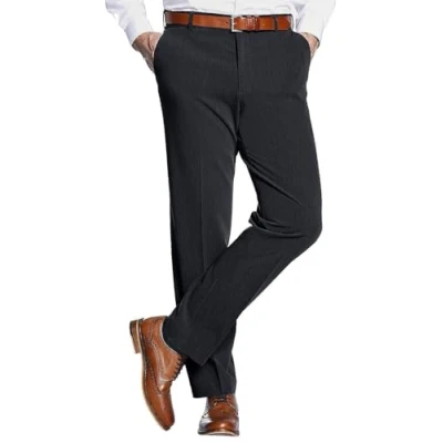Image of Farah Men&#039;s 4 Way Stretch Trousers Classic Flat Front, Moisture Wicking &amp; Soft Touch Black