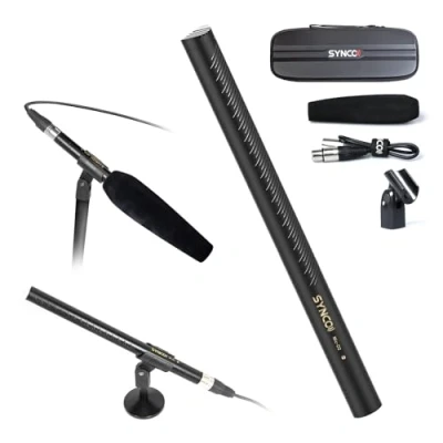 Image of SYNCO XLR Shotgun Microphone, D2 Mic Hyper Cardioid Directional Condenser with Connector, Video/Audio Recording for Camcorders, Microphone