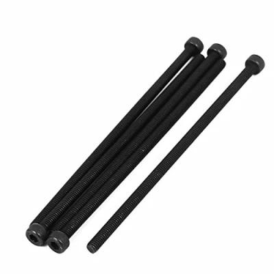 Image of Sourcingmap M4x100mm Fully Thread Hex Socket Head Knurled Cap Screws Bolt Black 5pcs