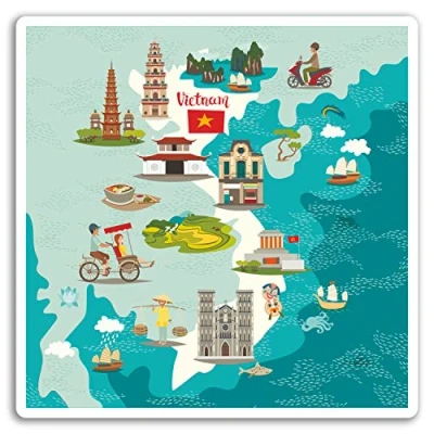 Image of 2 x 10cm Vietnam Map Vinyl Stickers Hanoi Travel Sticker Laptop Luggage #17322 (10cm Wide)