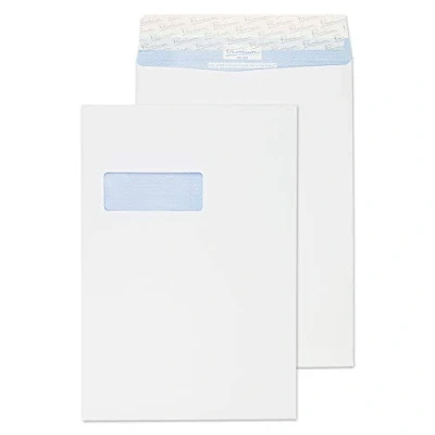 Image of Blake Secure C4 324 x 229 mm 125 gsm Tear Resistant Pocket Peel &amp; Seal Window Envelopes (TR8801) White Pack of