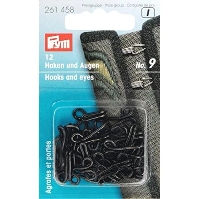 Image of Prym Hooks and Eyes, Metal, Black, 10 x 5.7 1.6 cm
