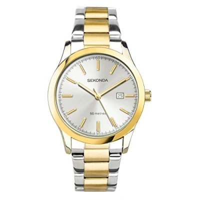 Image of Sekonda Taylor Ladies 34mm Quartz Watch in Silver with Analogue Date Display, and Two Tone Stainless Steel Strap 40473