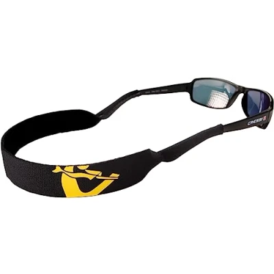 Image of Cressi Eyewear Neo Retainer Floating Neoprene Strap for Glasses, Black/Yellow, One Size, Unisex Adult
