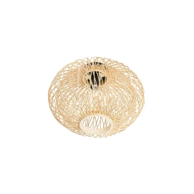 Image of Lindby Solvira ceiling lamp, bamboo mesh, round