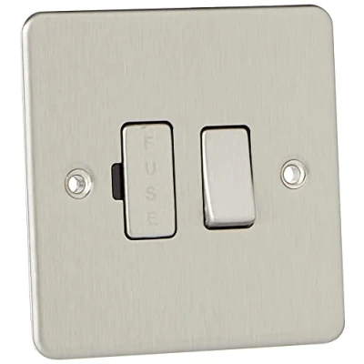Image of KnightsBridge 13A Switched Fused Spur Unit Flat Plate Brushed Chrome
