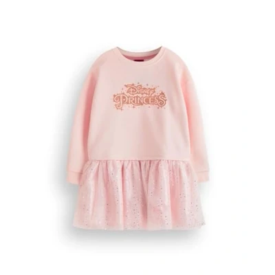 Image of Disney Princess Girls Sweater Dress Kids Sweatshirt with Sparkly Tulle Skirt in Pink Rose Gold Glitter Graphic Jumper All One Complete Outfit Film Movie Merchandise Apparel Gift Children