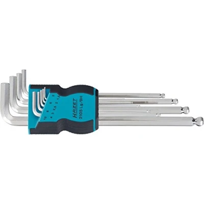 Image of 03098209, 04126919, 5836476, 81640309820, 81740412691 Angled Screwdriver Set HAZET 2105LG/9H Chrome Vanadium Steel 9
