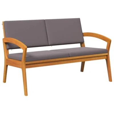 Image of vidaXL Anthracite Outdoor Bench Acacia Wood, Rectangular Seating for Patio/Garden/Balcony, 114.5x70.5x72.5 cm