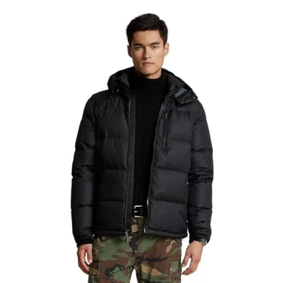 Image of Polo Ralph Lauren Men&#039;s El Cap Hooded Down Puffer Jacket, Black, L