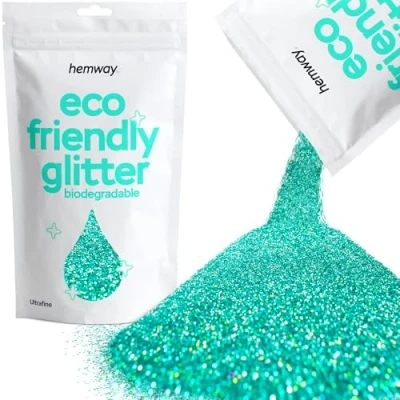 Image of Biodegradable Glitter Turquoise Blue Holographic Eco Friendly Plant Based Bio Ultrafine for Face Body Hair Craft Resin Festival Makeup Eyeshadow 100g / 3.5oz