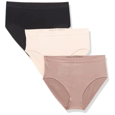 Image of Wacoal Women&#039;s B Smooth Brief Panty 3 Pack, Rose Dust, Deep Taupe, Black, XXXL