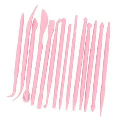 Image of 14pcs Pottery Clay Tools Set with Plastic Case Modeling Sculpting Kits for Shaping(Pink)