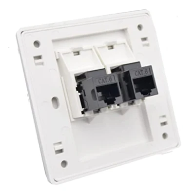 Image of CAT6 Gigabit Network Socket 86x86mm, Ethernet RJ45 LAN Cable Dual Pass Wall Plug, Female To Faceplate Internet Straight Plug Outlet (3 pack x 2)