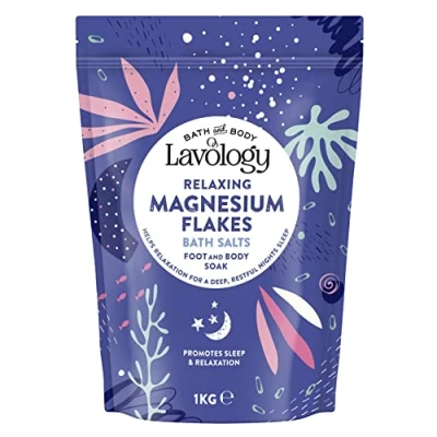 Image of Magnesium Flakes Bath Salts by Lavology 1kg All Natural Ingredients Calming &amp; Relaxing