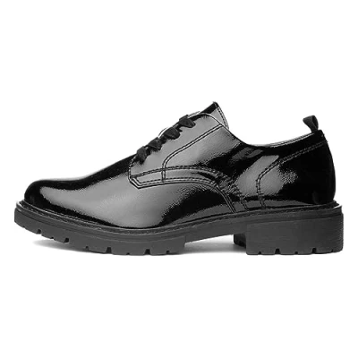 Image of Jana Softline Womens Black Patent Lace Up Shoe Size 5 UK