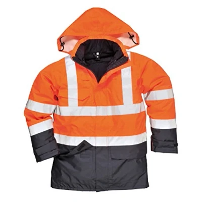 Image of Portwest Bizflame Rain Hi Vis Multi Protection Jacket, Size: L, Colour: Orange/Navy, S779ONRL