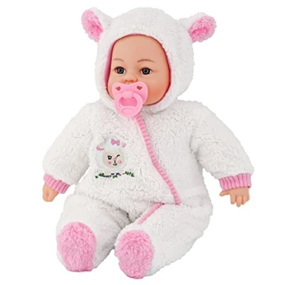 Image of Bibi Doll 18&quot; Lifelike Large Soft Bodied Baby With Dummy &amp; Sounds Girls Boys Toy (Girl In White Onesie)