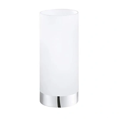 Image of Eglo Table lamp Damasco 1, 1 Flame lamp, Bedside Made of Steel, Colour: Chrome, Glass: satinised, White, Socket: E27, incl. Switch