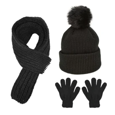 Image of XNIVUIS 3 Pcs Kids Knitted Hat Scarf and Gloves Set, Children Gloves, Winter Knit Warm Soft Beanie, Beanies Toddler Hats Boys Girls, Sets (3 Pcs)