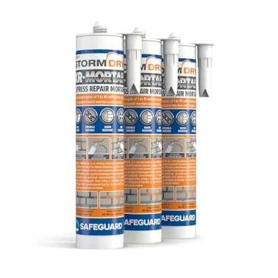 Image of Stormdry Waterproof Express Repair Mortar Pack of 3 Ready to Use Cement Mix 310ml Tube, Grey Sand