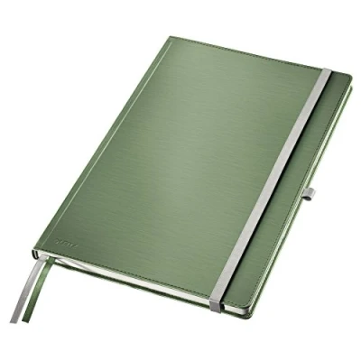 Image of Leitz A4 Hard Cover Notebook, Ruled with 2 Textile Page Markers, 100 gsm Ivory Paper, Style Range, Celadon Green, 80 Sheets