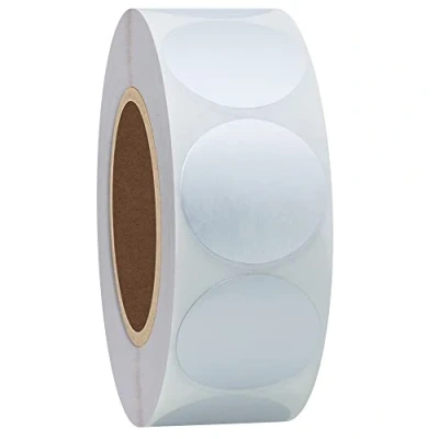 Image of Hylabelest Color Coding Dot Labels 1 Inch Round Natural Paper Silver Stickers Adhesive Label 1,000 Per Roll (Silver)