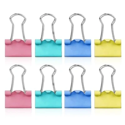 Image of 100pcs Binder Clips, 15mm Colored Metal Small Bulldog Clips Foldback Mini Coloured Clamps Stationery File Money Paper Clamps(4 Color)