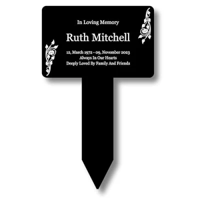 Image of Personalised Memorial Plaque, Ground Stake, Grave Marker Suitable for Outdoor Use Ideal as a (Black)